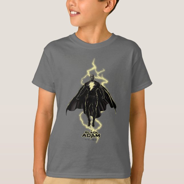 Black Adam Lightning Silhouette Graphic T-Shirt (Front)