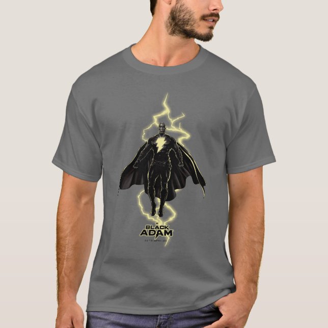 Black Adam Lightning Silhouette Graphic T-Shirt (Front)