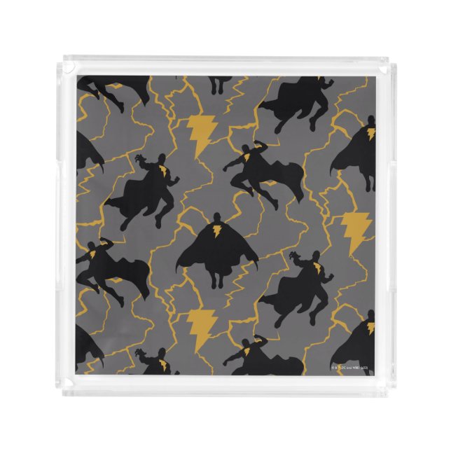 Black Adam Lightning Silhouette Pattern Acrylic Tray (Front)