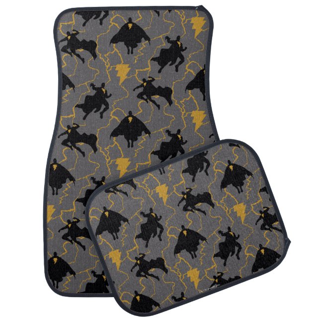 Black Adam Lightning Silhouette Pattern Car Floor Mat (Set)