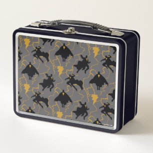 Black Adam Lightning Silhouette Pattern Metal Lunch Box