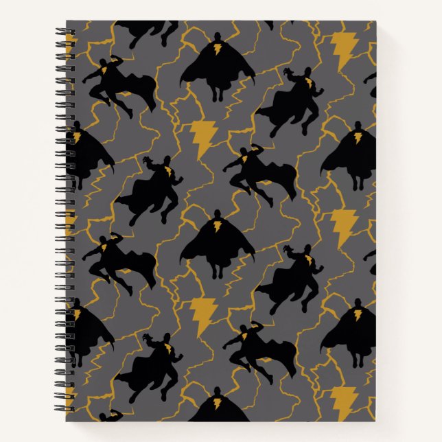 Black Adam Lightning Silhouette Pattern Notebook (Front)