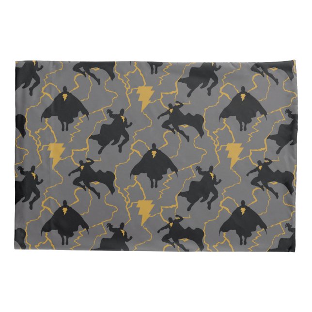 Black Adam Lightning Silhouette Pattern Pillow Case (Back)