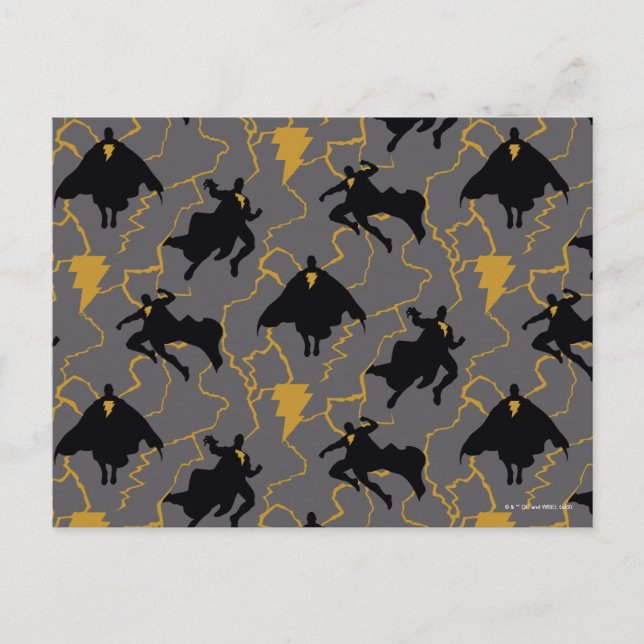 Black Adam Lightning Silhouette Pattern Postcard (Front)