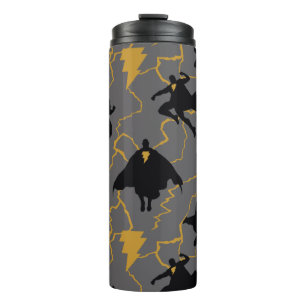 Black Adam Lightning Silhouette Pattern Thermal Tumbler
