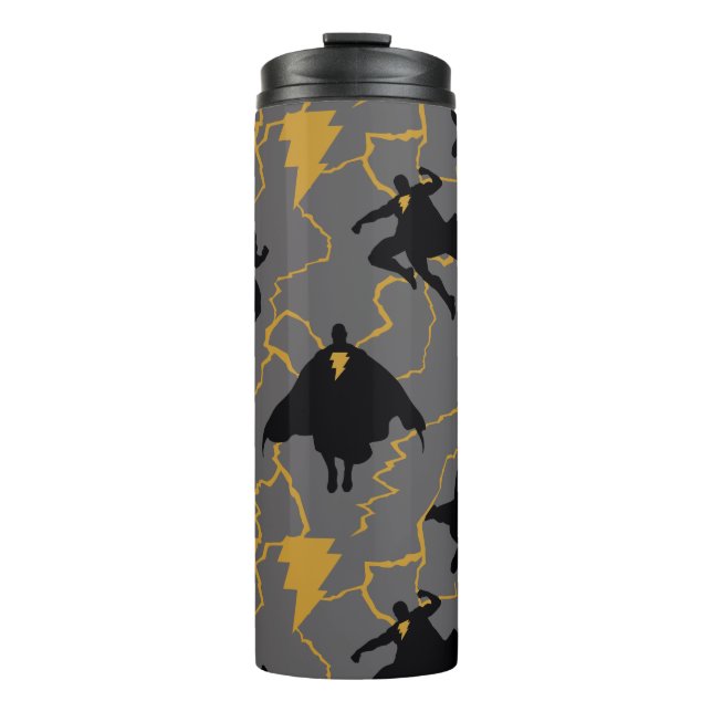 Black Adam Lightning Silhouette Pattern Thermal Tumbler (Front)