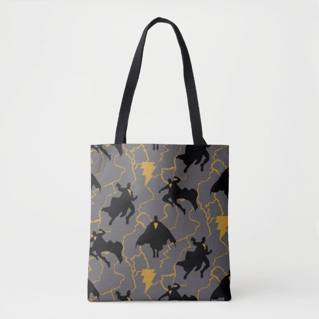 Black Adam Lightning Silhouette Pattern Tote Bag (Front)