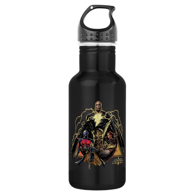 Black Adam Triangular Group Graphic Stainless Steel Water Bottle (Front)