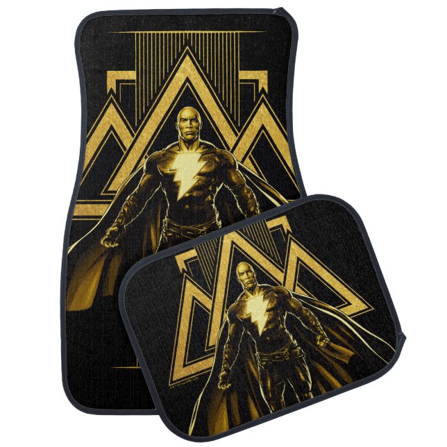 Black Adam Triangular Pillar Graphic Car Floor Mat (Set)