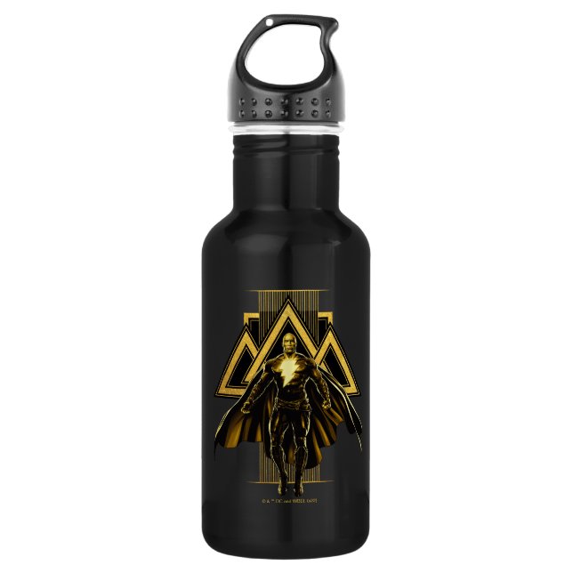 Black Adam Triangular Pillar Graphic Stainless Steel Water Bottle (Front)
