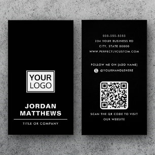 Black add logo social media QR code business card