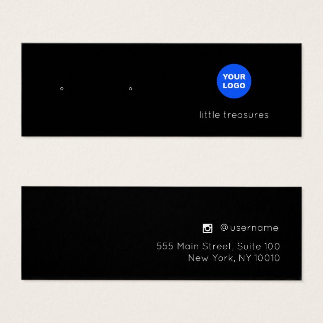 Black Add Logo Stud Earring Display Card (Front & Back)