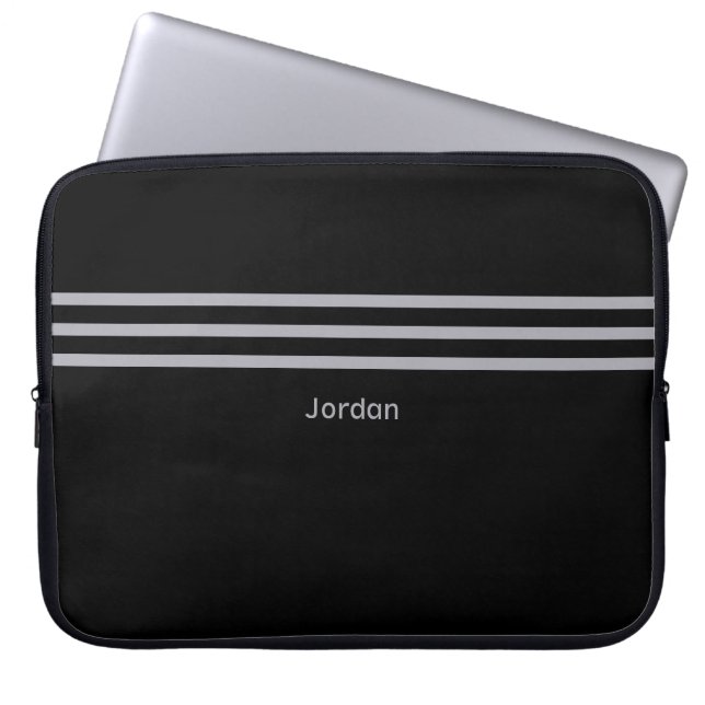 Black Add Name Padded Laptop Sleeve (Front)