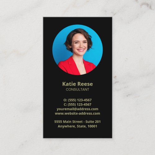 Black Add Photo and Logo Professional Modern  Business Card