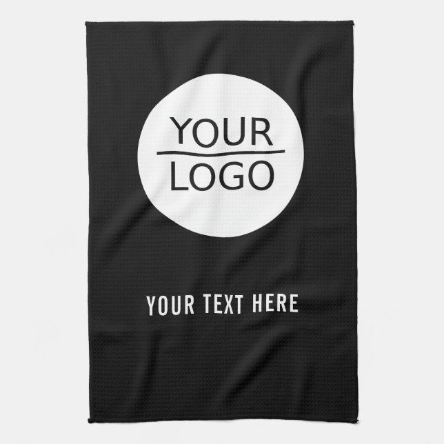 Black Add your Logo Custom Text Promotion  Kitchen Towel (Vertical)