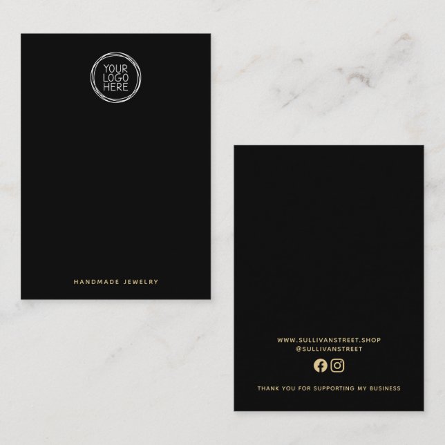 Black Add Your Logo Hoop Earring Display Card (Front/Back)