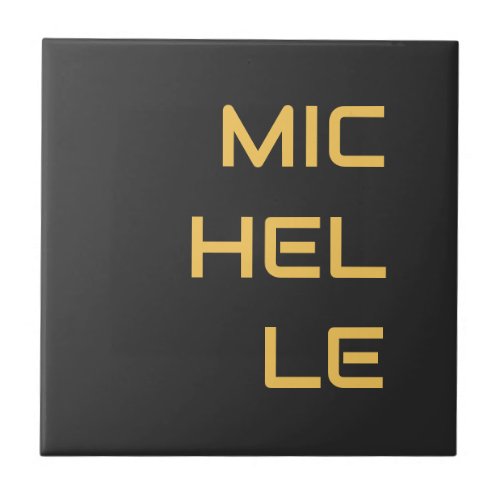 Black Add Your Name Modern Plain Ceramic Tile