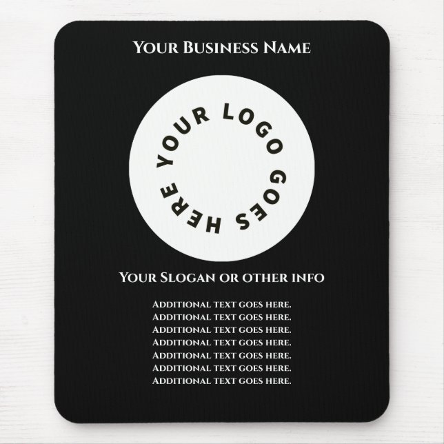 Black add your own text and logo mouse pad (Front)