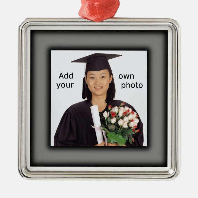 Black Add your Photo Metal Ornament (Front)