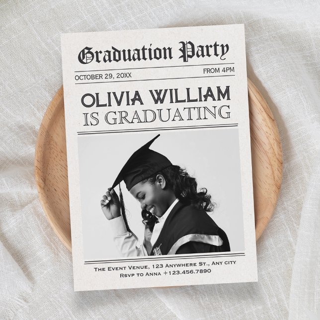 Black adn white Modern vintage graduation Invitation (Creator Uploaded)