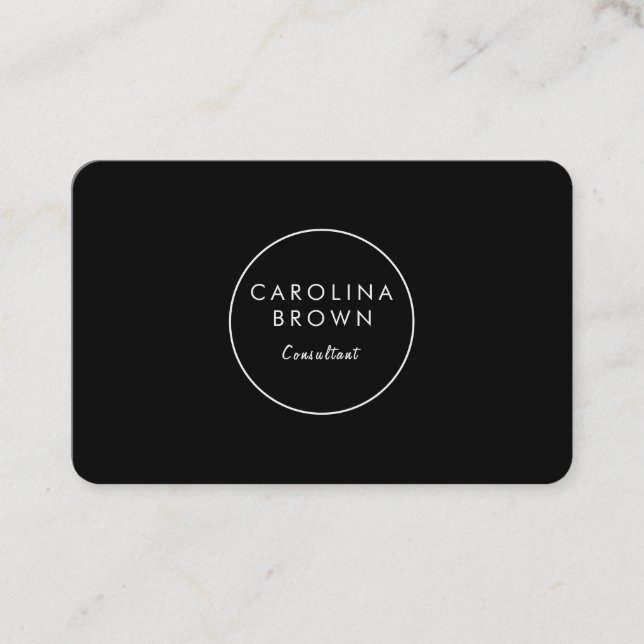 Black Adorable Professional Business Card (Front)