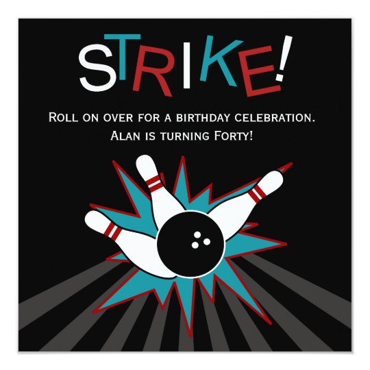 Black Adult Bowling Party Invitation