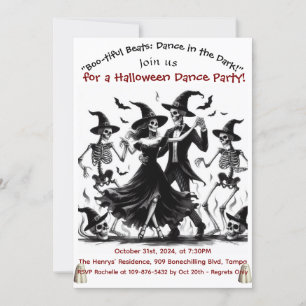 Black Adult Halloween Dance Party invitation card