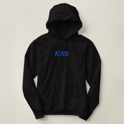 Black Adult L Size Mens Embroidered Basic Hoodie 