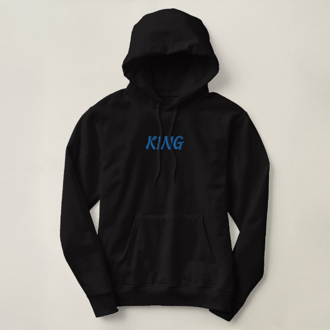 Black Adult L Size Men's Embroidered Basic Hoodie  (Design Front)