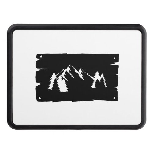 Black Adventure Design With Mountains And Trees On Hitch Cover