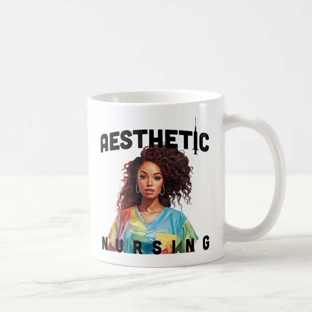 black aesthetic nurse personalized name rn gift coffee mug (Right)