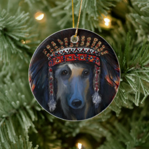 Black Afghan Hound   Ceramic Ornament