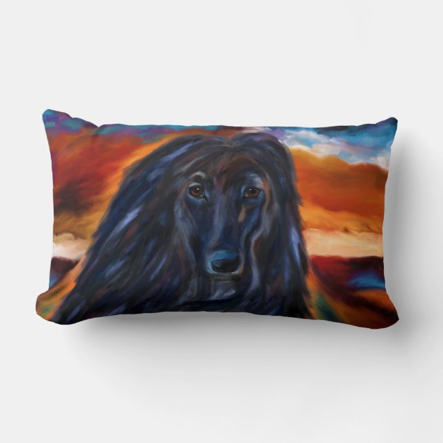 Black Afghan Hound Lumbar Pillow (Front)