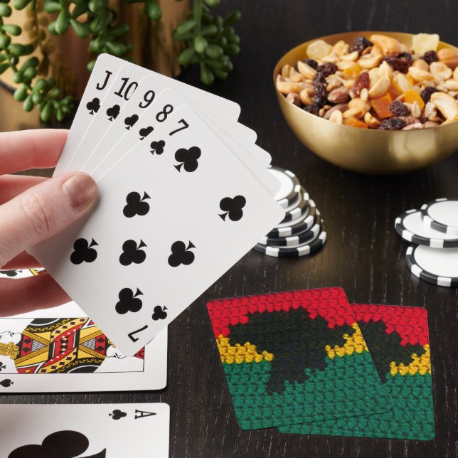 Black Africa Map Red Gold Green Crochet Print Poker Cards (In Situ)