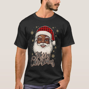 Black African American Christmas Santa Claus Afro T-Shirt
