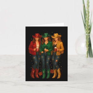 Black African American Cowgirl Western Christmas T Card