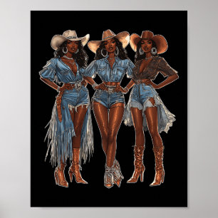 Black African American Cowgirl Western Country Tex Poster