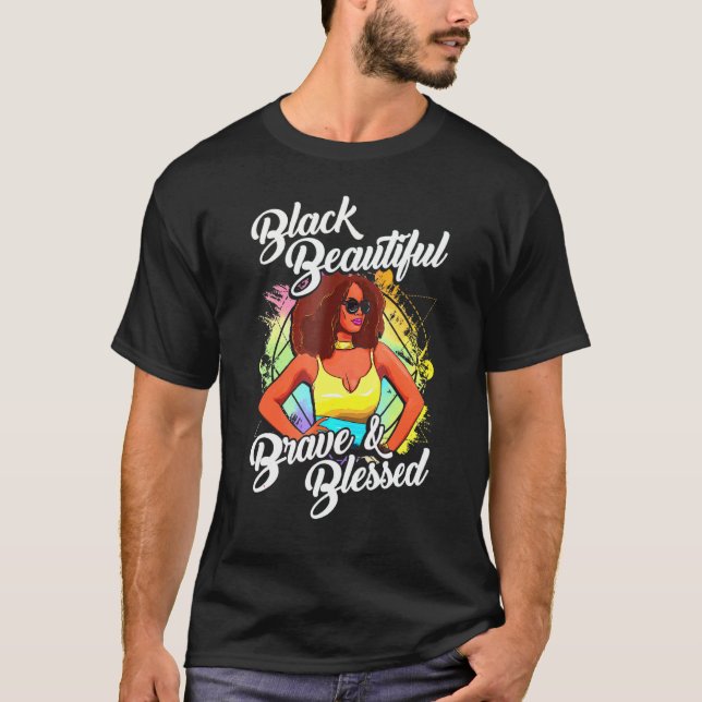 Black African American Ebony Beautiful Queen Retro T-Shirt (Front)