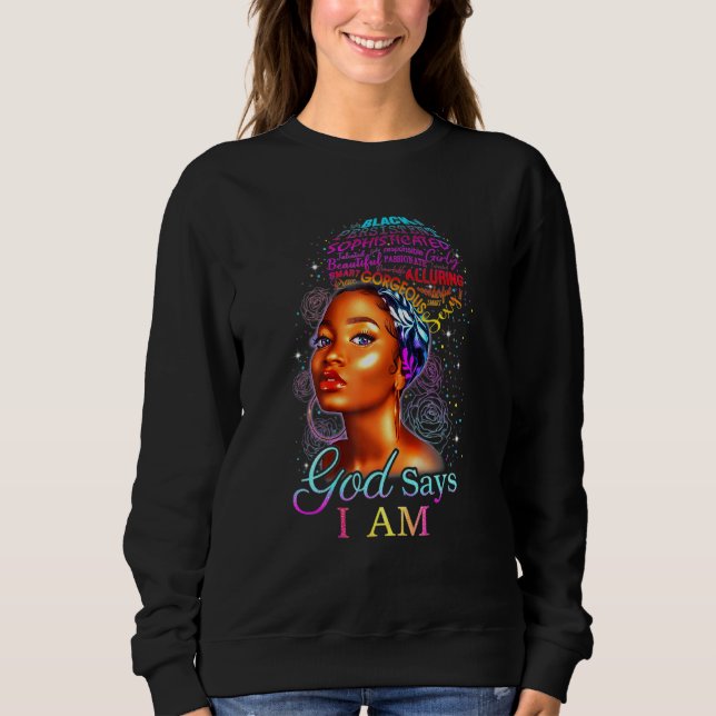 Black African American Ebony Blessed Queen Empower Sweatshirt (Front)