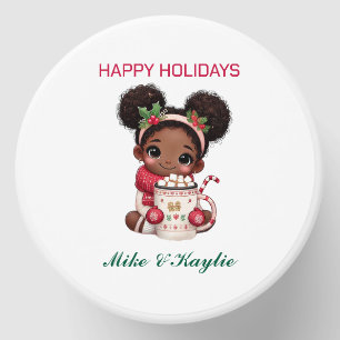 Black African American Happy Holidays Own Name Mini Candle Favors