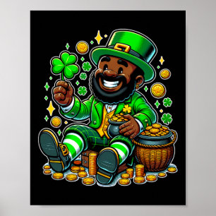 Black African American Leprechaun Saint Patrick's  Poster