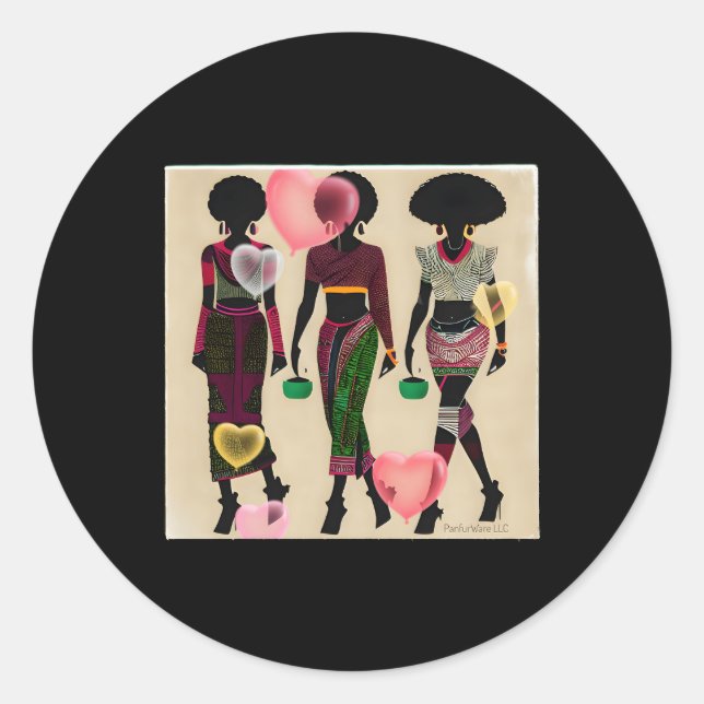 Black African-American Love He Panfurware Llc Classic Round Sticker (Front)
