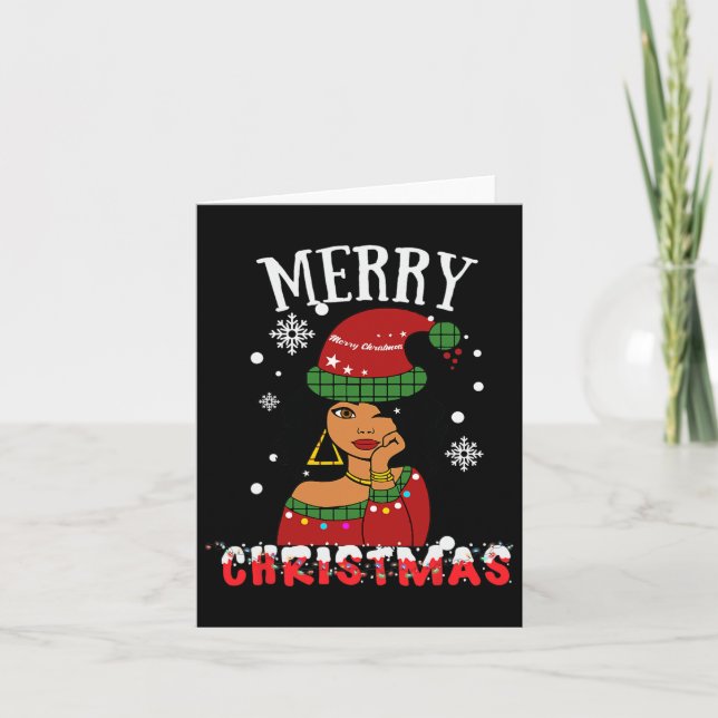 Black African American Merry Christmas Melanin Wom Card (Front)
