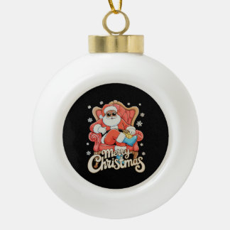 Black African American Santa Christmas Xmas Ceramic Ball Christmas Ornament