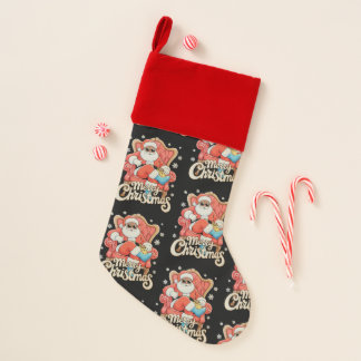 Black African American Santa Christmas Xmas Stocking