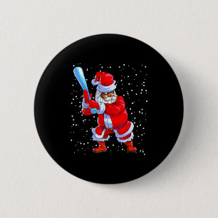 Black African American Santa Claus Baseball Afro C Button
