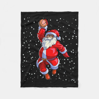 Black African American Santa Claus Bysketbyll Afro Fleece Blanket