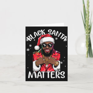 Black African American Santa Claus Christmas Pajam Card