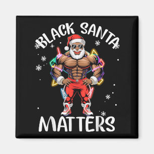 Black African American Santa Claus Christmas Pajam Magnet