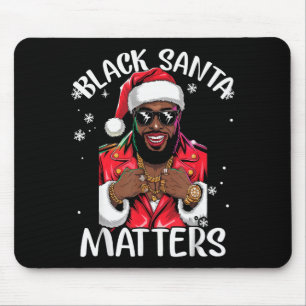 Black African American Santa Claus Christmas Pajam Mouse Pad
